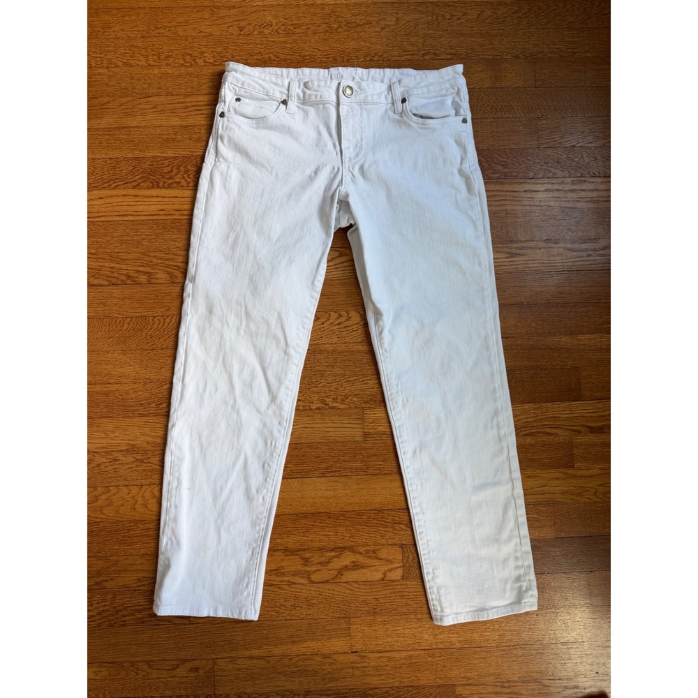 Kut from the Kloth Women White Straight Leg Denim Jeans Size 12 Stretch Cotton
